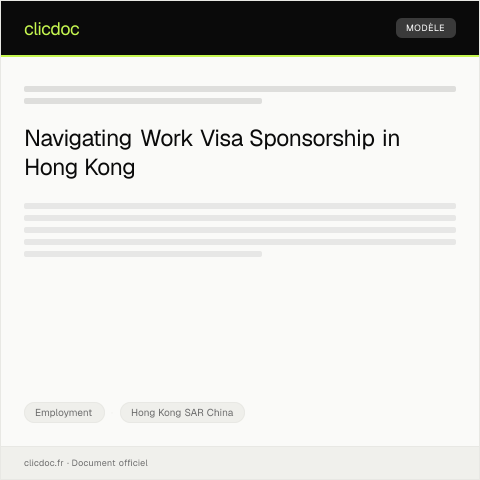 Document preview: Application for Work Visa Sponsorship Documentation — Employment, Hong Kong SAR China