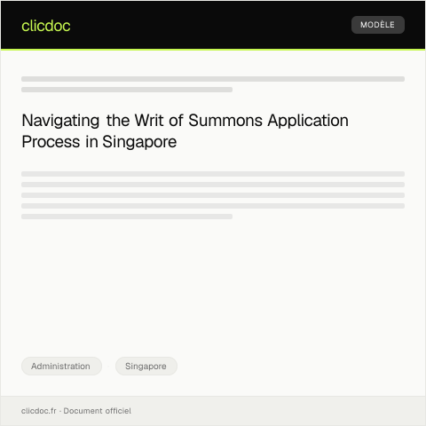 Document preview: Application for Writ of Summons from the Subordinate Courts — Administration, Singapore