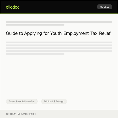 Document preview: Application for Youth Employment Tax Relief — Taxes & social benefits, Trinidad & Tobago