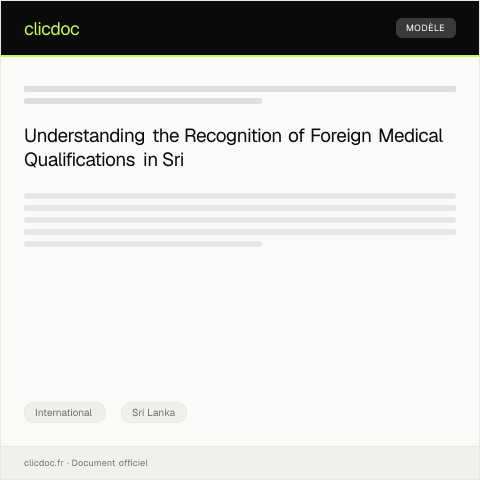 Document preview: Application for Recognition of Foreign Medical Qualifications — International, Sri Lanka