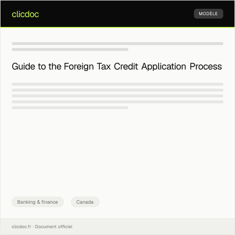 Document preview: Application for foreign tax credit - Demande de crédit d'impôt étranger — Banking & finance, Canada