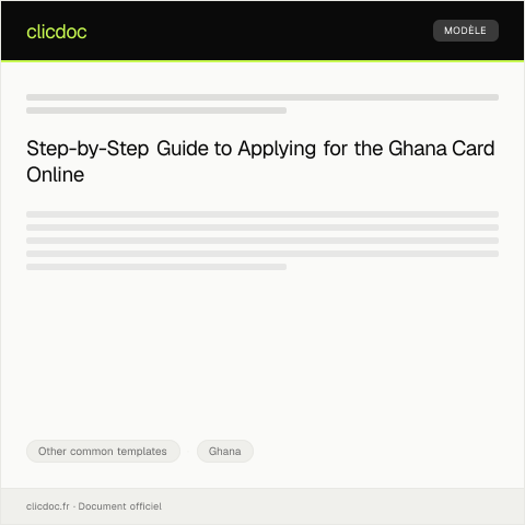 Document preview: Application for Ghana Card via Online Portal — Other common templates, Ghana