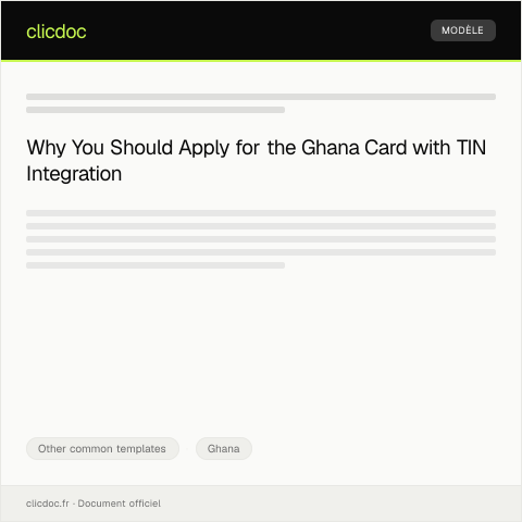 Document preview: Application for Ghana Card with TIN Integration — Other common templates, Ghana