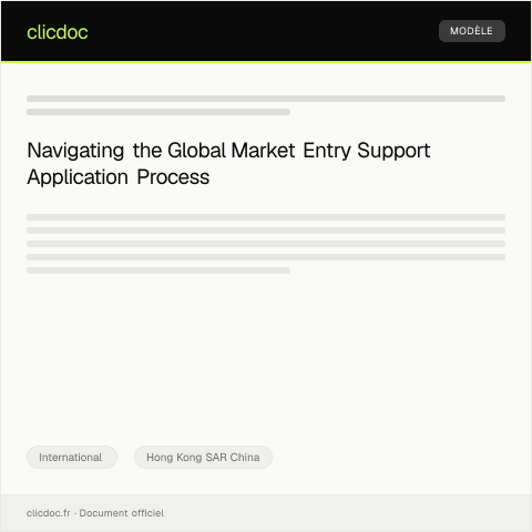 Document preview: Application for Global Market Entry Support (全球市場准入支持申請) — International, Hong Kong SAR China