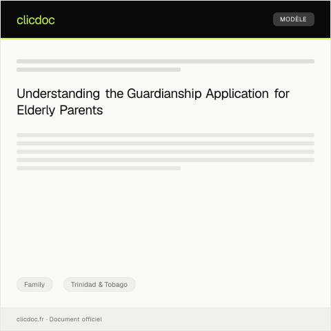 Document preview: Application for Guardianship of Elderly Parent (GEP 020) — Family, Trinidad & Tobago