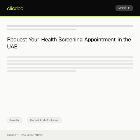 Document preview: Application for Health Screening Appointment — Health, United Arab Emirates