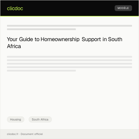 Document preview: Application for Homeownership Support Programs — Housing, South Africa