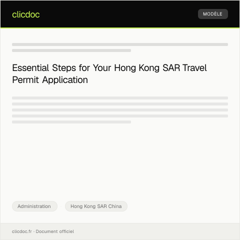 Document preview: Application for Hong Kong SAR Travel Permit / 香港特區旅行證件申請 — Administration, Hong Kong SAR China