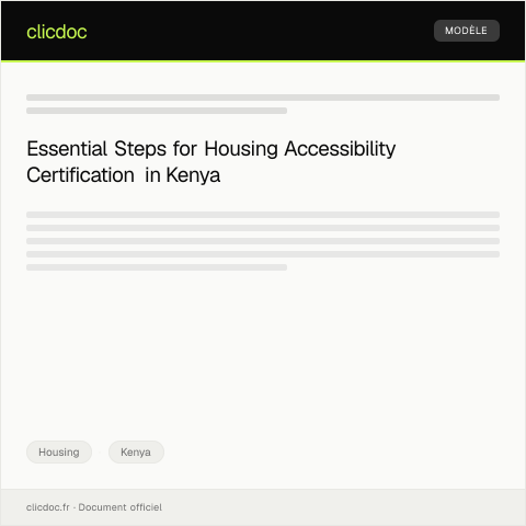 Document preview: Application for Housing Accessibility Certification — Housing, Kenya