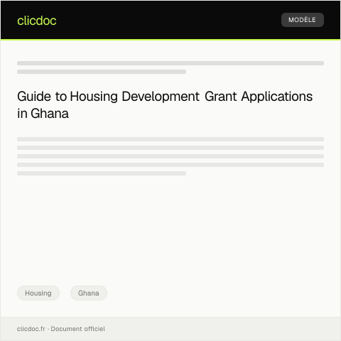 Document preview: Application for Housing Development Grant from District Assembly — Housing, Ghana