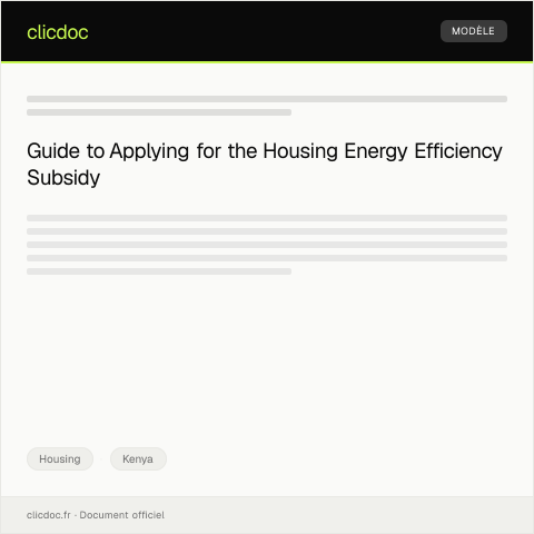 Document preview: Application for Housing Energy Efficiency Subsidy — Housing, Kenya