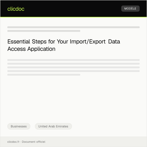 Document preview: Application for Import/Export Data Access — Businesses, United Arab Emirates