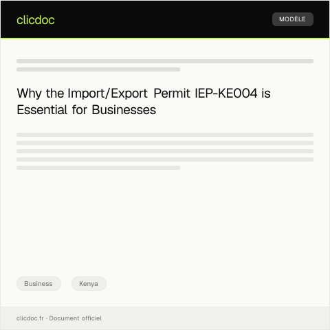 Document preview: Application for Import/Export Permit (Form IEP-KE004) — Business, Kenya