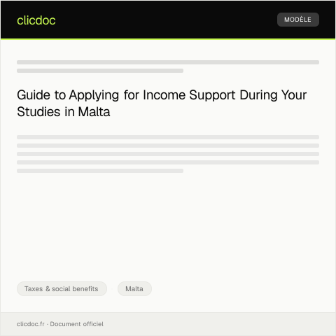 Document preview: Application for Income Support during Studying — Taxes & social benefits, Malta