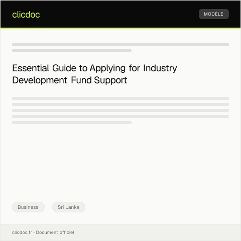 Document preview: Application for Industry Development Fund Support — Business, Sri Lanka