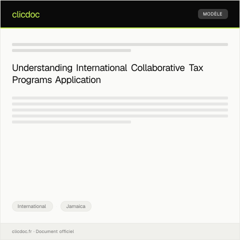 Document preview: Application for International Collaborative Tax Programs — International, Jamaica