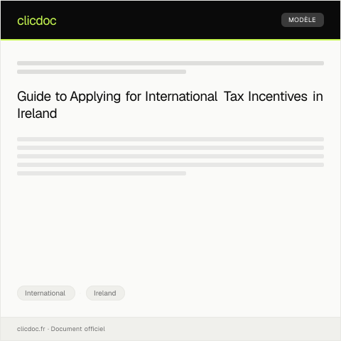 Document preview: Application for International Corporate Tax Incentives — International, Ireland