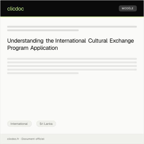 Document preview: Application for International Cultural Exchange Program — International, Sri Lanka