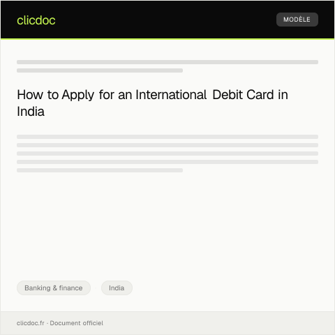 Document preview: Application for International Debit Card — Banking & finance, India