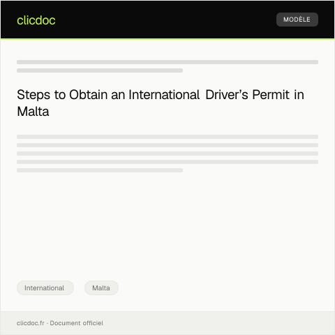 Document preview: Application for International Driver’s Permit / Applikazzjoni Għall-Permess Tal-Viżitatur Internazzjonali — International, Malta