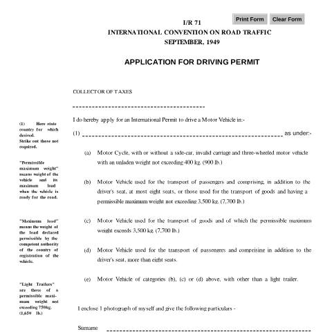 Document preview: Application for International Driving Permit — Form, Jamaica (CERFA n°FORM+-+App+For+Driving+Permit+(International)amended)