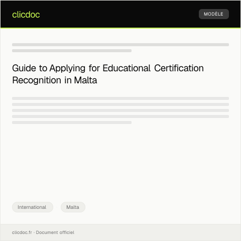 Document preview: Application for International Educational Certification Recognition / Applikazzjoni Għall-Rikonoxximent ta' Ċertifikazzjoni Edukattiva Internazzjonali — International, Malta
