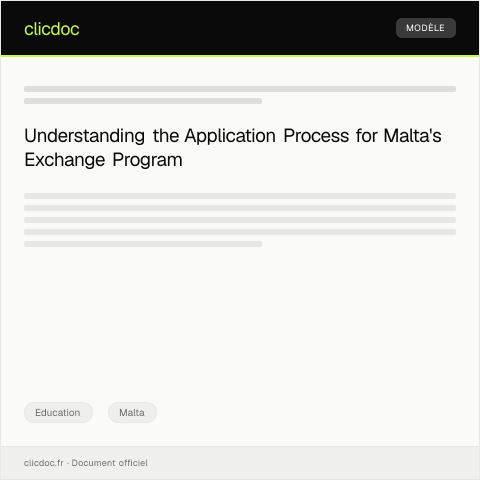 Document preview: Application for International Exchange Program — Education, Malta