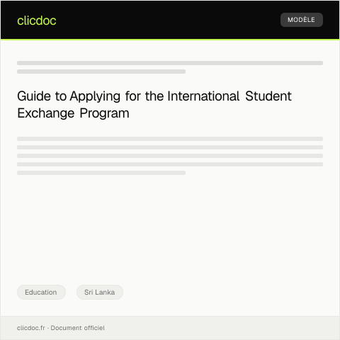 Document preview: Application for International Student Exchange Program — Education, Sri Lanka