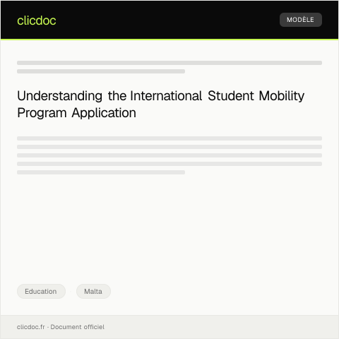 Document preview: Application for International Student Mobility Program — Education, Malta