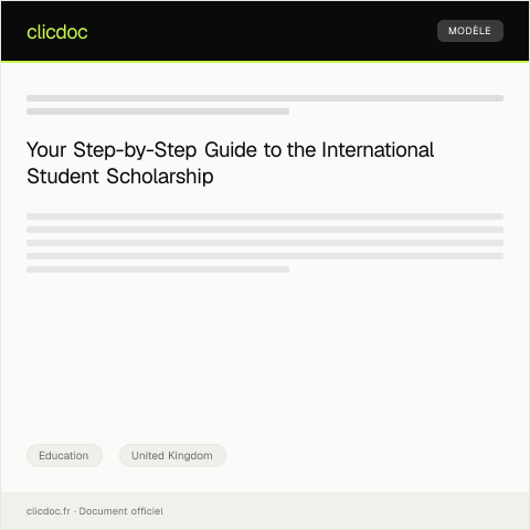 Document preview: Application for International Student Scholarship — Education, United Kingdom