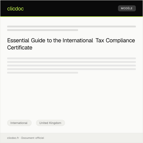 Document preview: Application for International Tax Compliance Certificate — International, United Kingdom