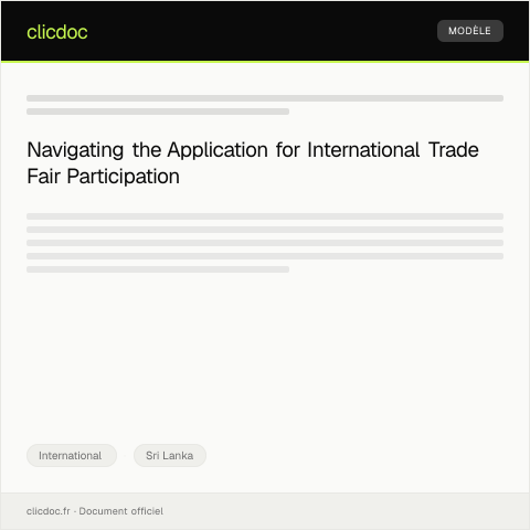 Document preview: Application for International Trade Fair Participation — International, Sri Lanka