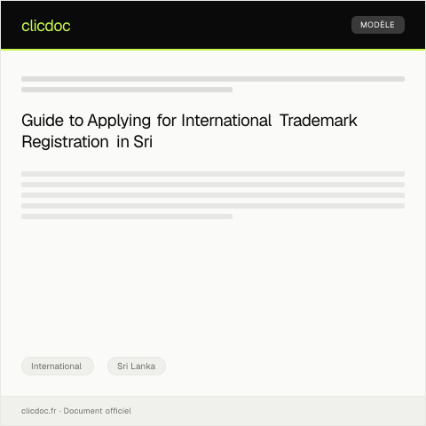 Document preview: Application for International Trademark Registration in Sri Lanka — International, Sri Lanka