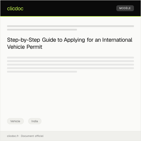 Document preview: Application for International Vehicle Permit — Regional Transport Office — Vehicle, India