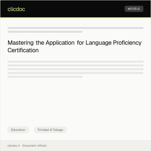 Document preview: Application for Language Proficiency Certification — Education, Trinidad & Tobago