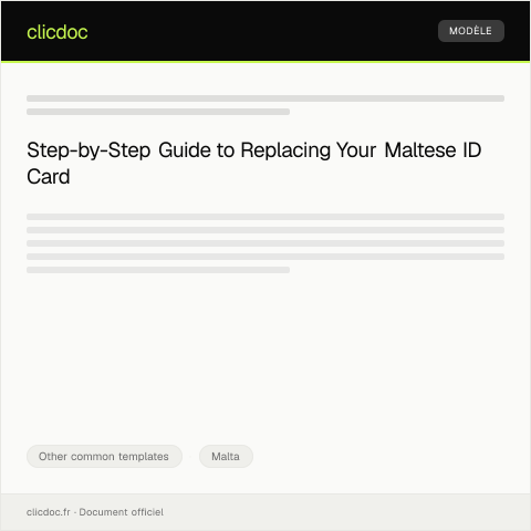 Document preview: Application for Maltese ID Card Replacement / Applikazzjoni Għall-Ikel Ġdid tal-Karta tal-Identità Maltija — Other common templates, Malta