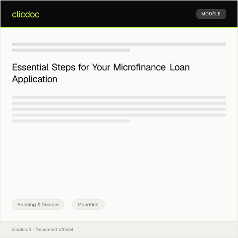 Document preview: Application for Microfinance Loan Assistance — Banking & finance, Mauritius
