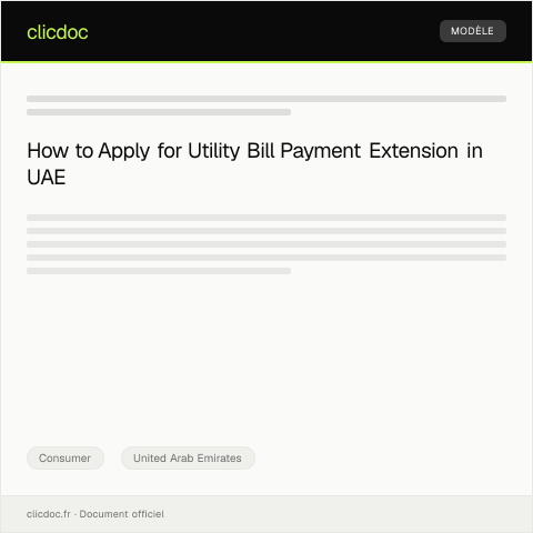 Document preview: Application for Payment Extension on Utility Bill (طلب تمديد السداد لفاتورة المرافق) — Consumer, United Arab Emirates