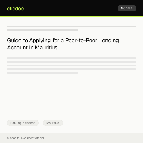 Document preview: Application for Peer-to-Peer Lending Platform Account — Banking & finance, Mauritius