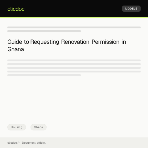 Document preview: Application for Permission to Renovate Property — Housing, Ghana