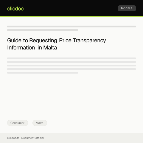 Document preview: Application for Price Transparency Information — Consumer, Malta