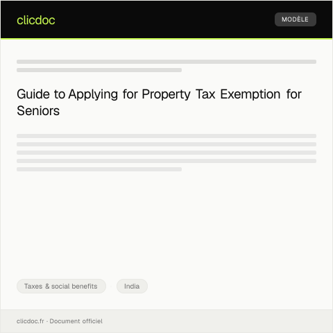 Document preview: Application for exemption from property tax for senior citizens — Taxes & social benefits, India