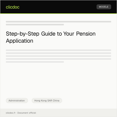 Document preview: Application for Public Service Pension / 公共服務退休金申請 — Administration, Hong Kong SAR China