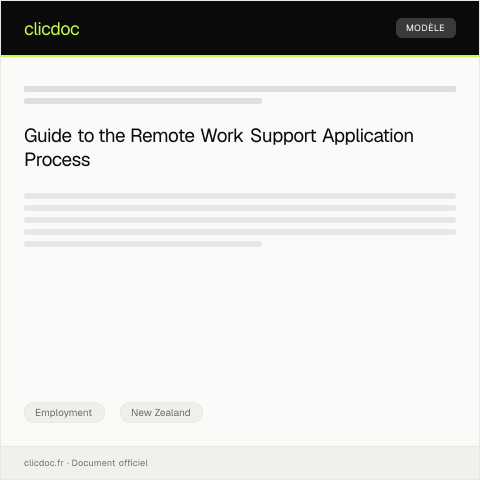 Document preview: Application for Remote Work Support / Tono mō te tautoko mahi ā tawhito — Employment, New Zealand