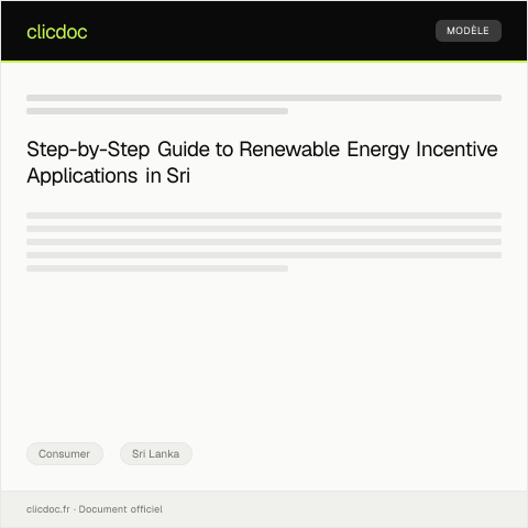 Document preview: Application for Renewable Energy Incentive — Consumer, Sri Lanka