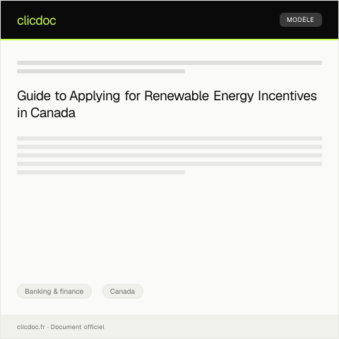 Document preview: Application for renewable energy incentives - Demande d'incitations pour l'énergie renouvelable — Banking & finance, Canada