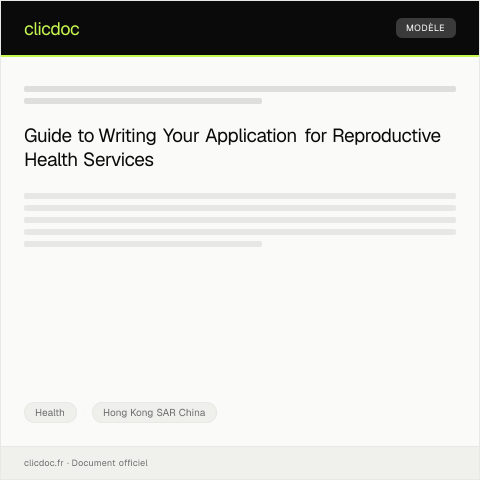 Document preview: Application for Reproductive Health Services / 生殖健康服務申請 — Health, Hong Kong SAR China