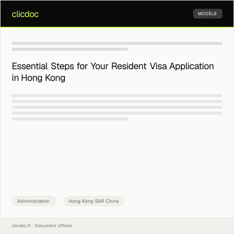 Document preview: Application for Resident Visa / 居留簽證申請 — Administration, Hong Kong SAR China
