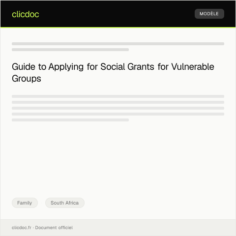 Document preview: Application for Social Grant for Vulnerable Children and Elderly — Family, South Africa