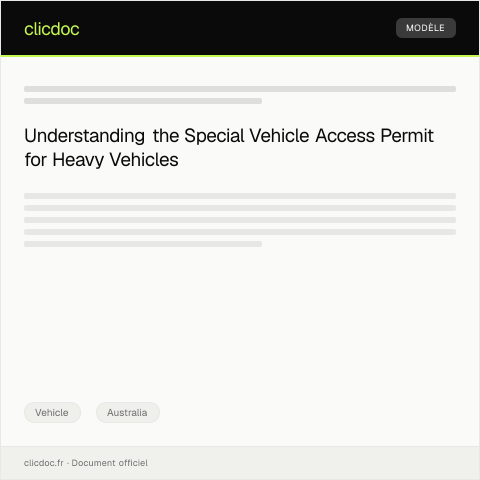 Document preview: Application for Special Vehicle Access Permit for Heavy or Oversized Vehicles — Vehicle, Australia